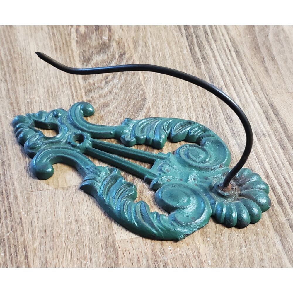 Vintage Green Cast Iron Wall Mount Bill Receipt Note Holder Spike Hook 6" USA